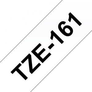 Fita Compatível Brother TZe161 Laminada  Texto Preto em Fundo Transparente 36mm x 8 metros