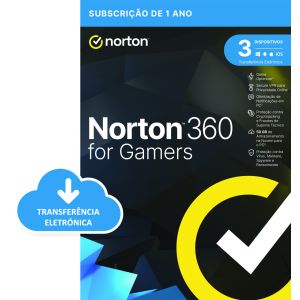 NORTON 360 FOR GAMERS ESD - 50GB PO, 1 Utilizador, 3 Dispositivos, licença de 12 Meses (1 ano)