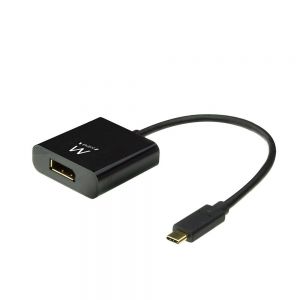 Ewent EW9825 adaptador de cabo de vídeo 0,15 m USB Type-C DisplayPort Preto