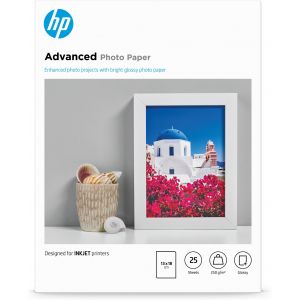 HP Papel de Fotografia Advanced Brilhante, 250 g/m2, 13 x 18 cm (127 x 178 mm), 25 folhas