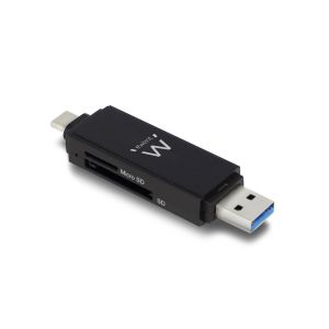 Ewent EW1075 leitor de cartões USB 3.2 Gen 1 (3.1 Gen 1) Type-A/Type-C Preto