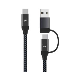 Ewent EW9918 cabo USB 1 m USB 3.2 Gen 1 (3.1 Gen 1) USB C Preto