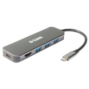 D-Link DUB-2333 base & duplicador de portas Com fios USB Type-C Cinzento
