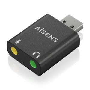 AISENS A106-0768 adaptador para cabos USB-A 2x 3.5 mm Preto