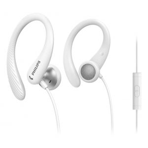 Philips TAA1105WT/00 auscultador Auscultadores Com fios Gancho de orelha, Intra-auditivo Desportos Branco