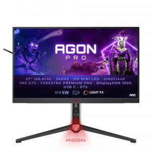AOC AGON AG274QZM monitor de ecrã 68,6 cm (27") 2560 x 1440 pixels Quad HD LED Preto, Vermelho