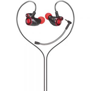 HP DHE-7002 Auscultadores Com fios Gancho de orelha, Intra-auditivo Chamadas/Música Preto, Vermelho