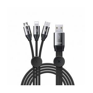 BASEUS Cable Car Co-sharing 3-in-1 Micro+Lightning+TypeC 3.5A 1m Black (CAMLT-FX01)