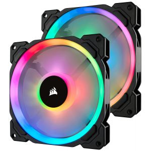 LL Series, LL140 RGB, 140mm Dual Light Loop RGB LED PWM Fan, 2 Fan Pack com Lighting Node PRO