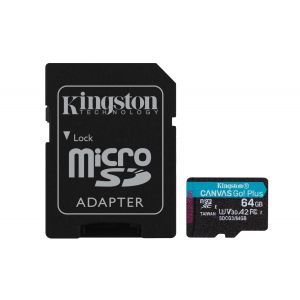 Micro SDXC 64GB Canvas Go Plus 170R A2 U3 V30 Card + ADP