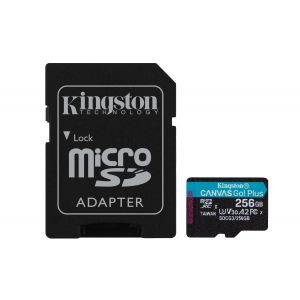 Kingston Cartão de Memória MicroSD Canvas Go Plus 256GB Class 10 UHS-I U3 V30 A2 170MB/s 90MB/s