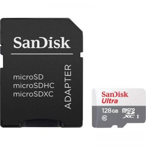 Micro SD SanDisk Ultra 128GB microSD XC com Adaptador  Classe 10  80MB/s