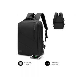 Mochila Subblim City Backpack para Portátil até 15.6" com  Porta USB Preta