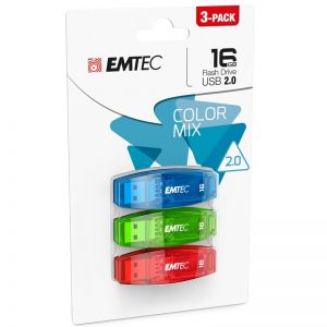 Pen Drive Emtec C410 3 Uni * 16Gb Usb 2.0 Coloridas